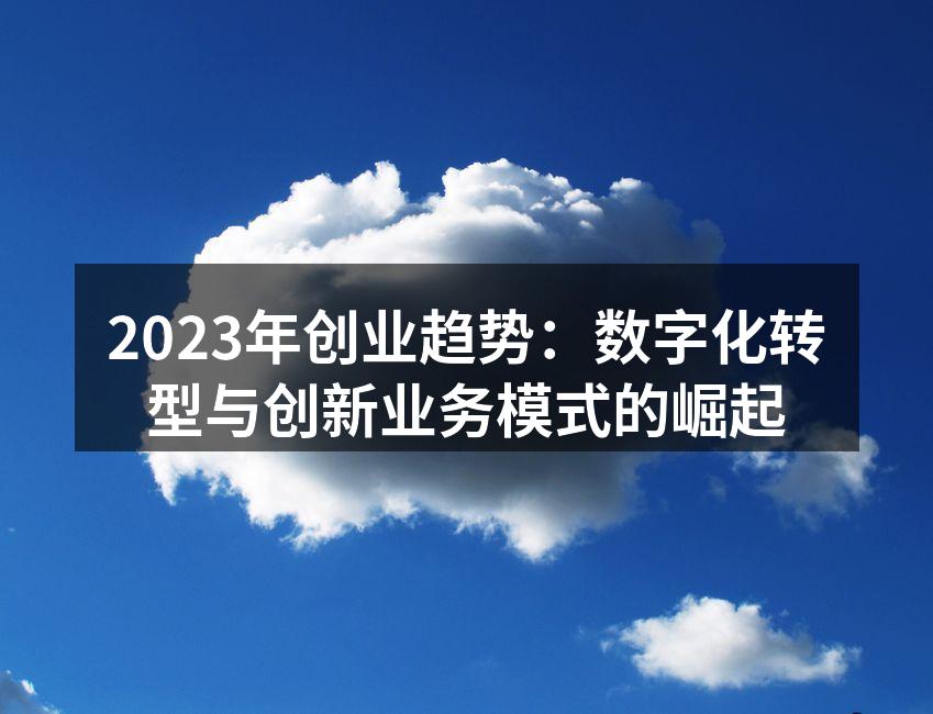 2023年创业趋势：数字化转型与创新业务模式的崛起